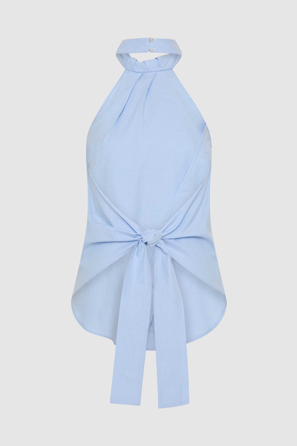 Oxford Halter Tie Back Top - Ciel Blue