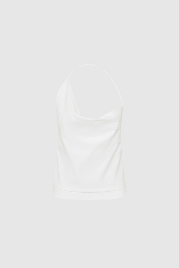 Cotton Jersey Halter Top - Off White