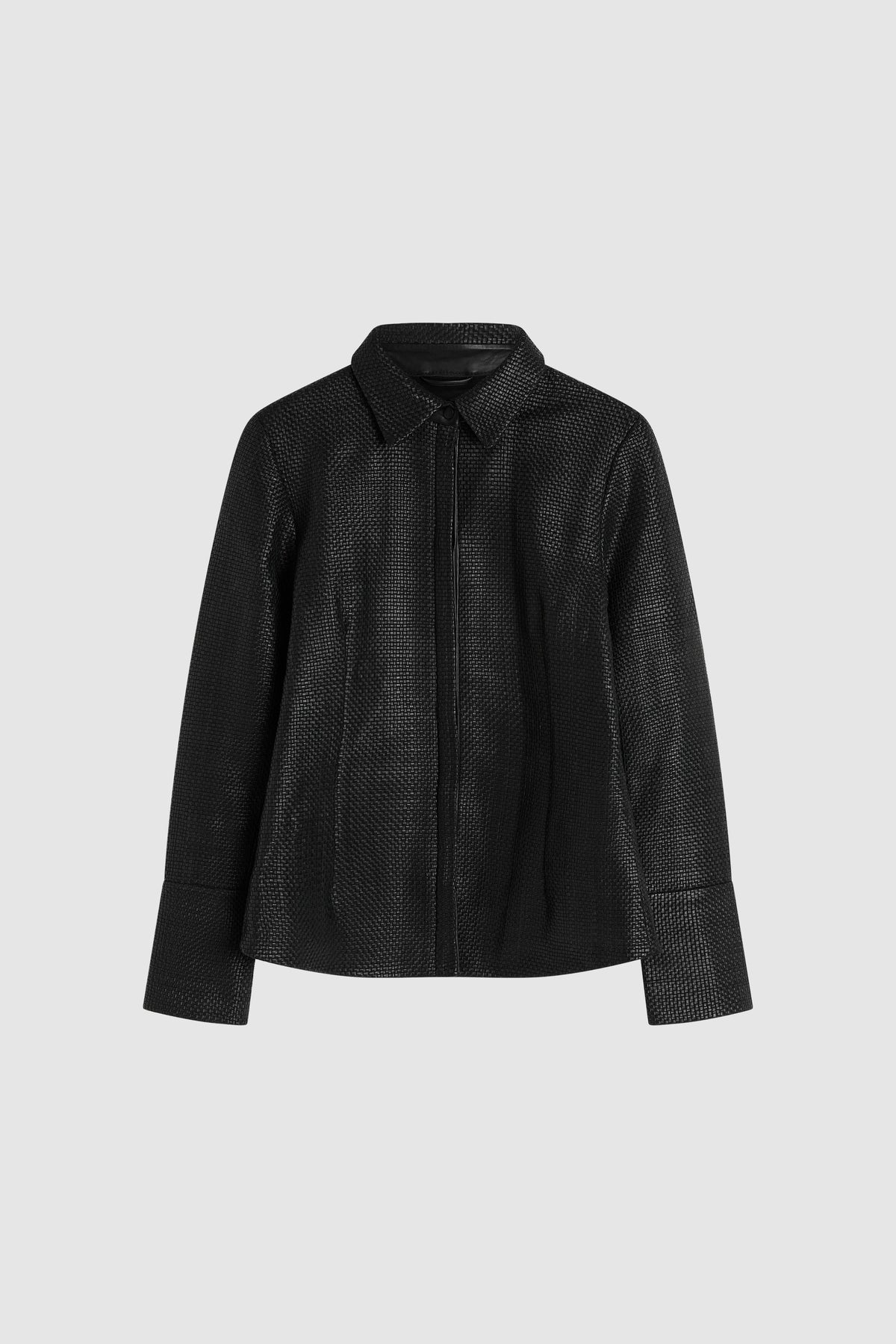 Woven Leather Shirt - Black