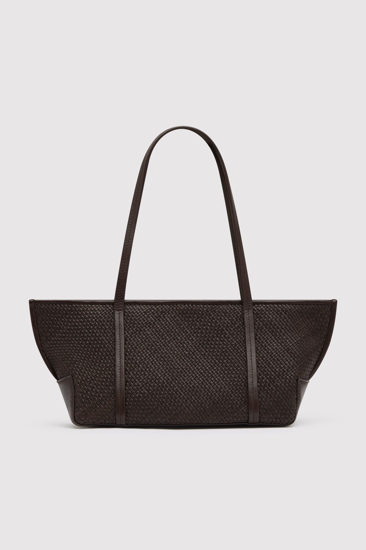 Woven Slim Bateau Tote - Coffee