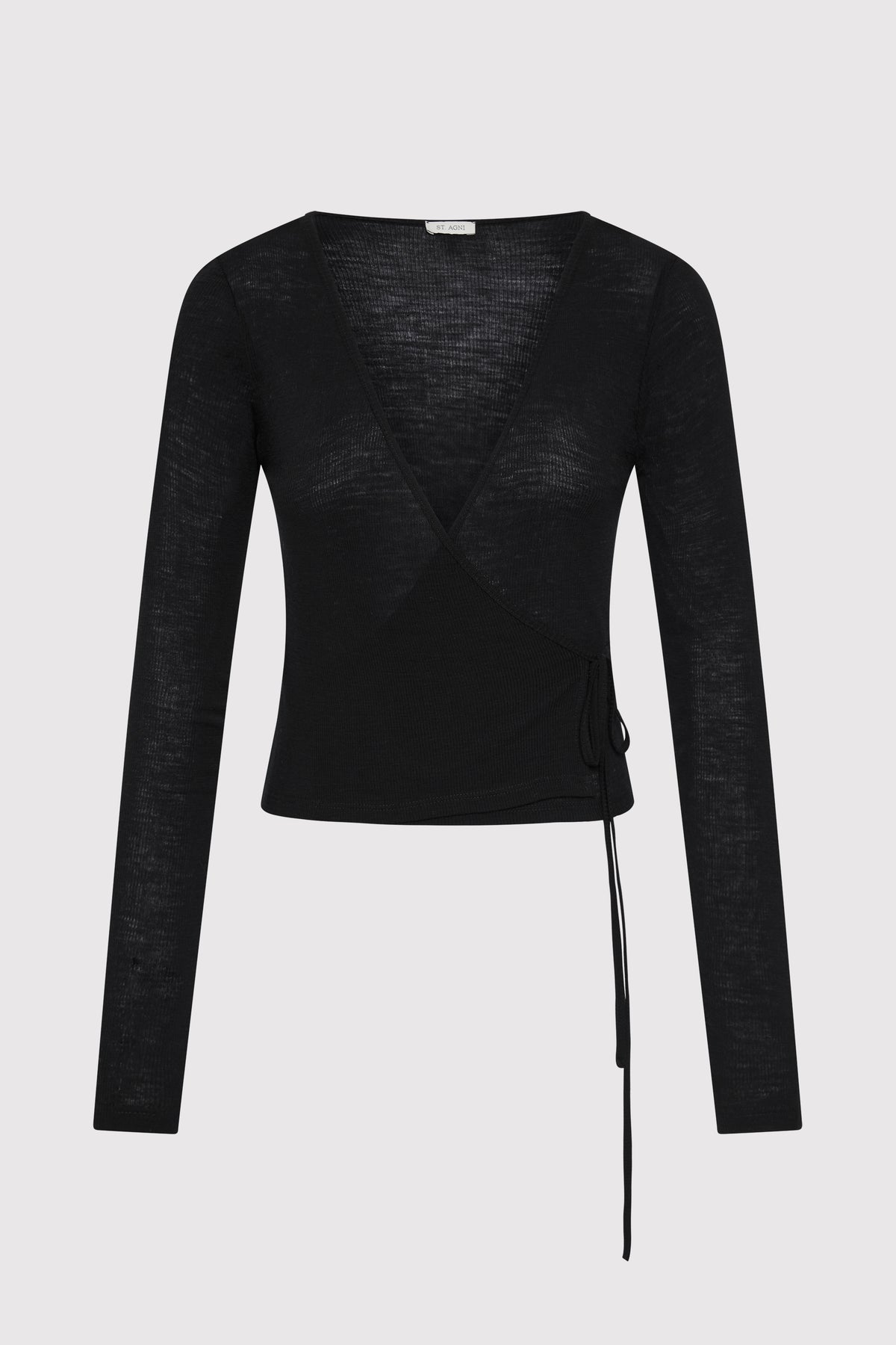 Baby Wool Wrap Top - Black