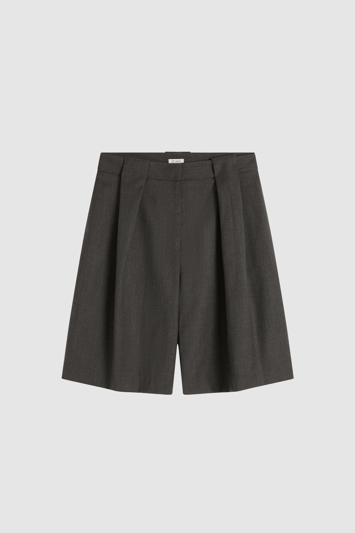 Wool Pleat Loop Shorts - Mulch