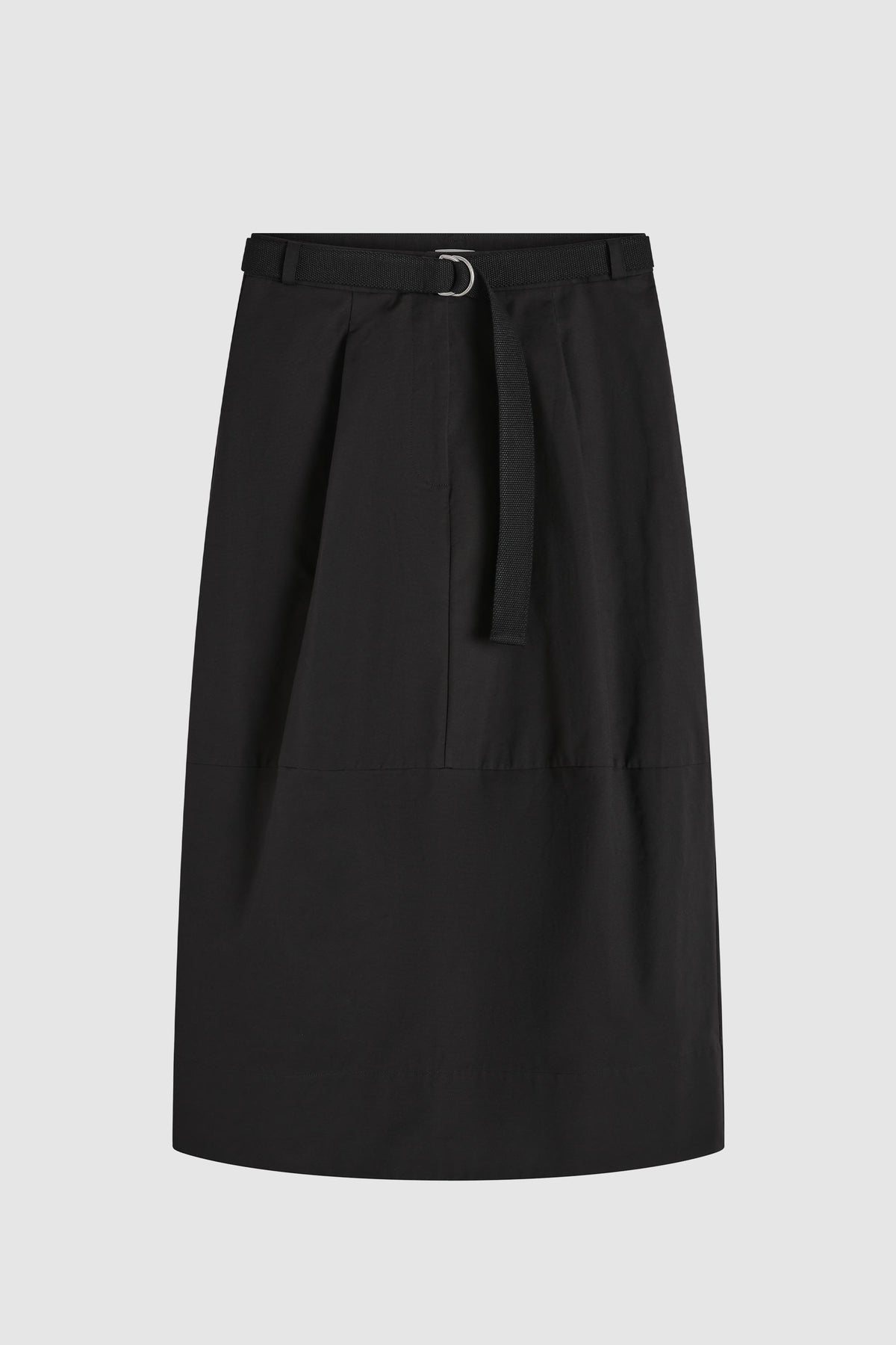 Canvas Pleat Cocoon Skirt - Black