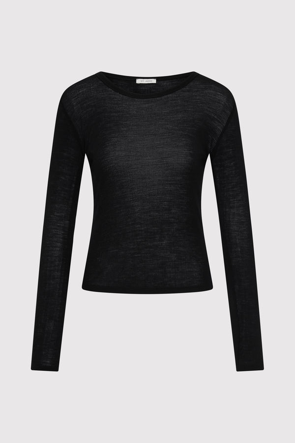 Baby Wool Long Sleeve Top - Black