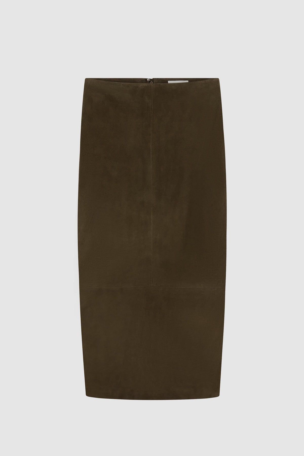 Suede Column Skirt - Khaki