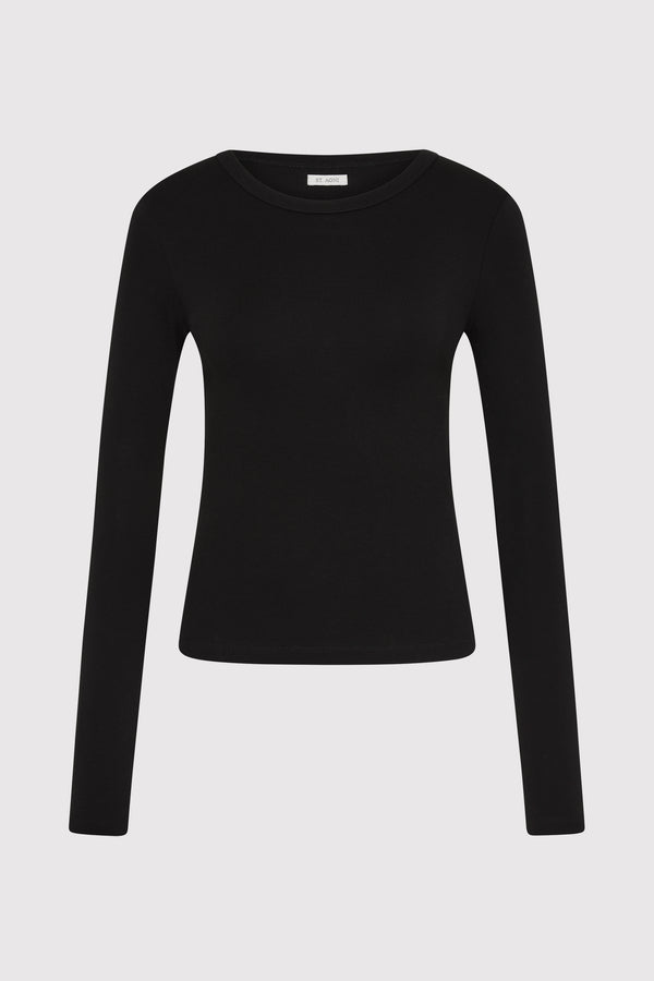 Organic Cotton Long Sleeve Top - Jet Black