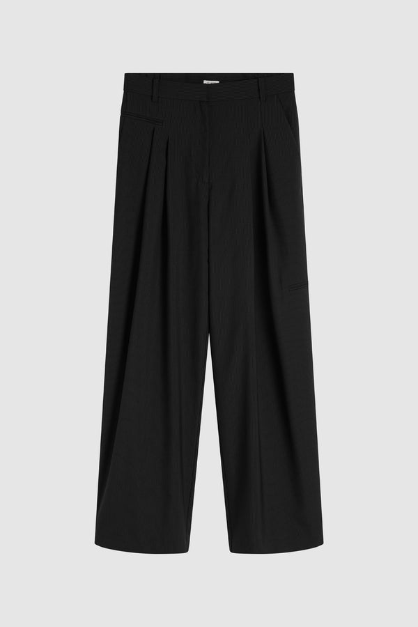Wool Pinstripe Pocket Pants - Fine Pinstripe