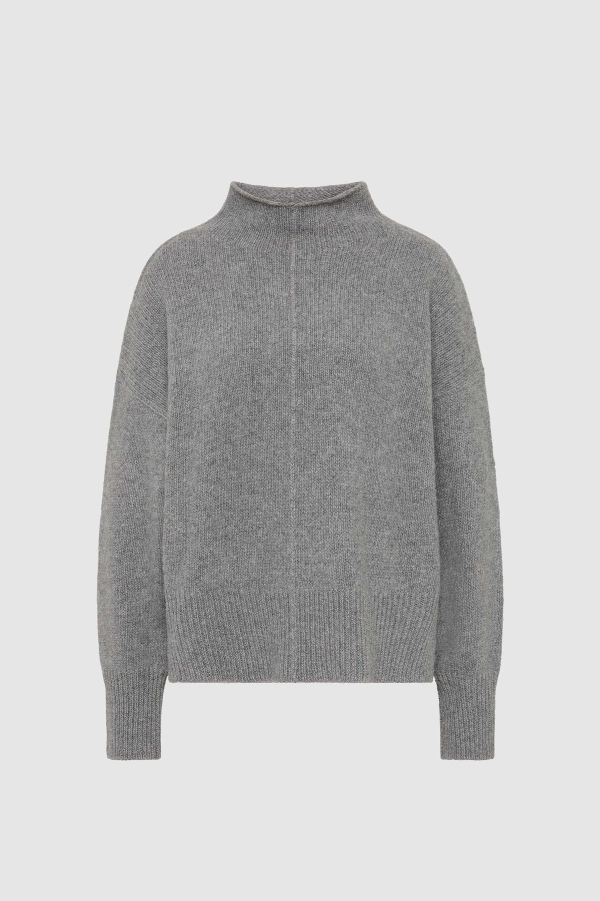 Wool Blend Mock Neck Sweater - Concrete
