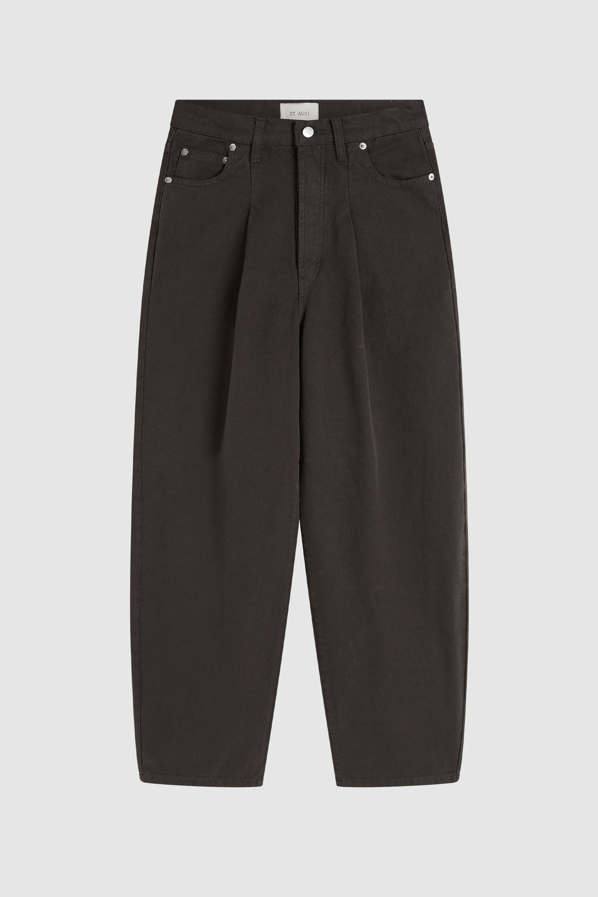 Canvas Mid Rise Barrel Jeans - Ash