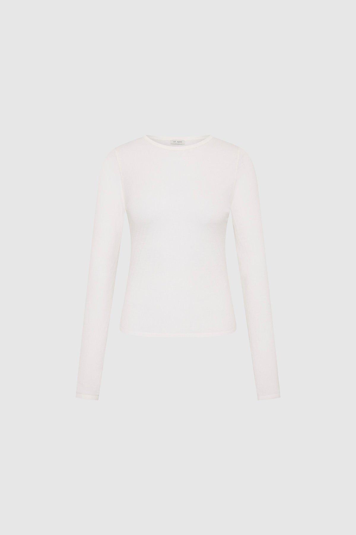 Superfine Merino Wool Long Sleeve Top - Talco - Ghost