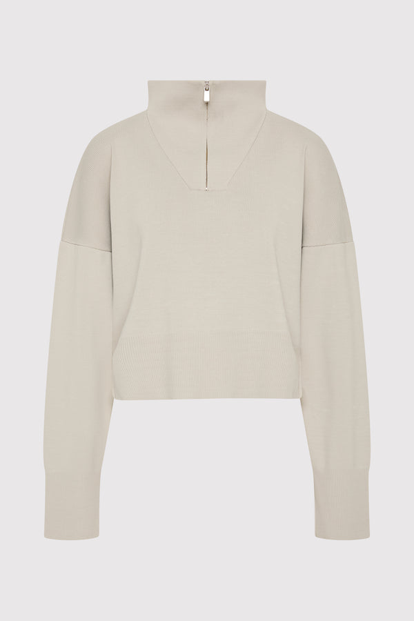 Milano Knit Zip Jumper - Silver
