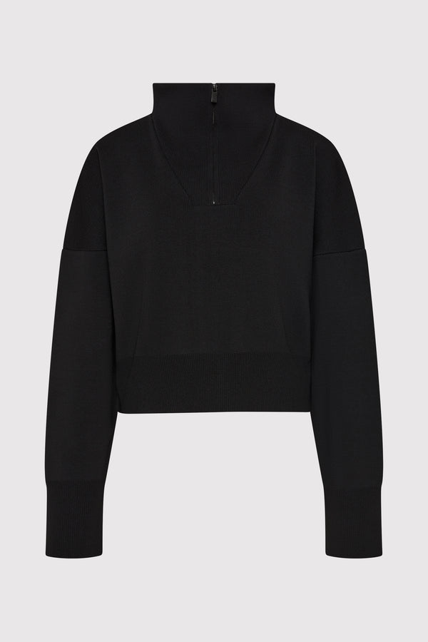 Milano Knit Zip Jumper - Black