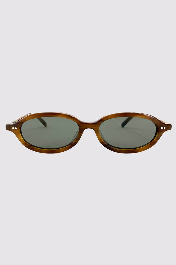 90s Slim Oval Sunglasses - Tortoiseshell