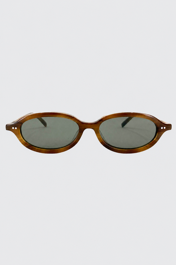 90s Slim Oval Sunglasses - Tortoiseshell