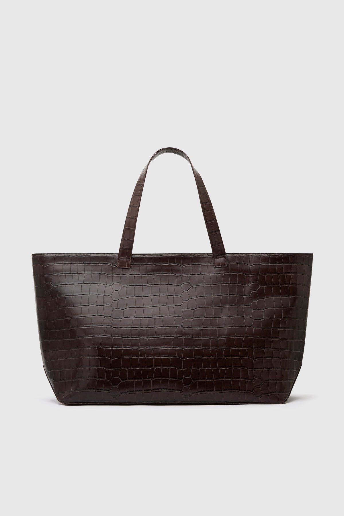 Oversized Carryall Tote - Croc Embossed Coffee - Ghost