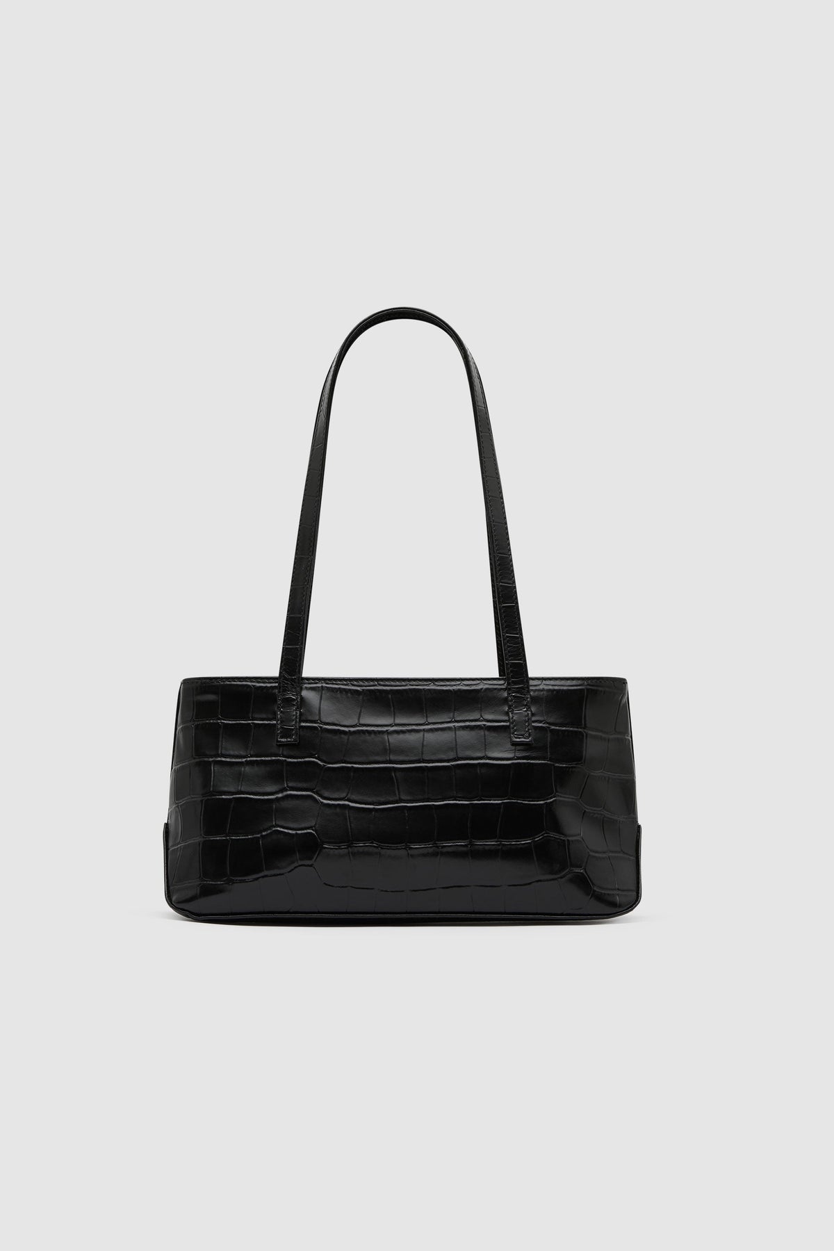 Slim Shoulder Bag - Croc Embossed Black - Ghost