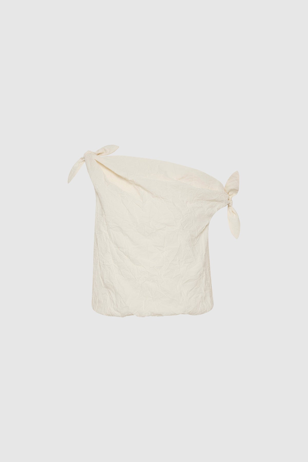 Crushed Silk Asymm Bow Top - Talco - Ghost
