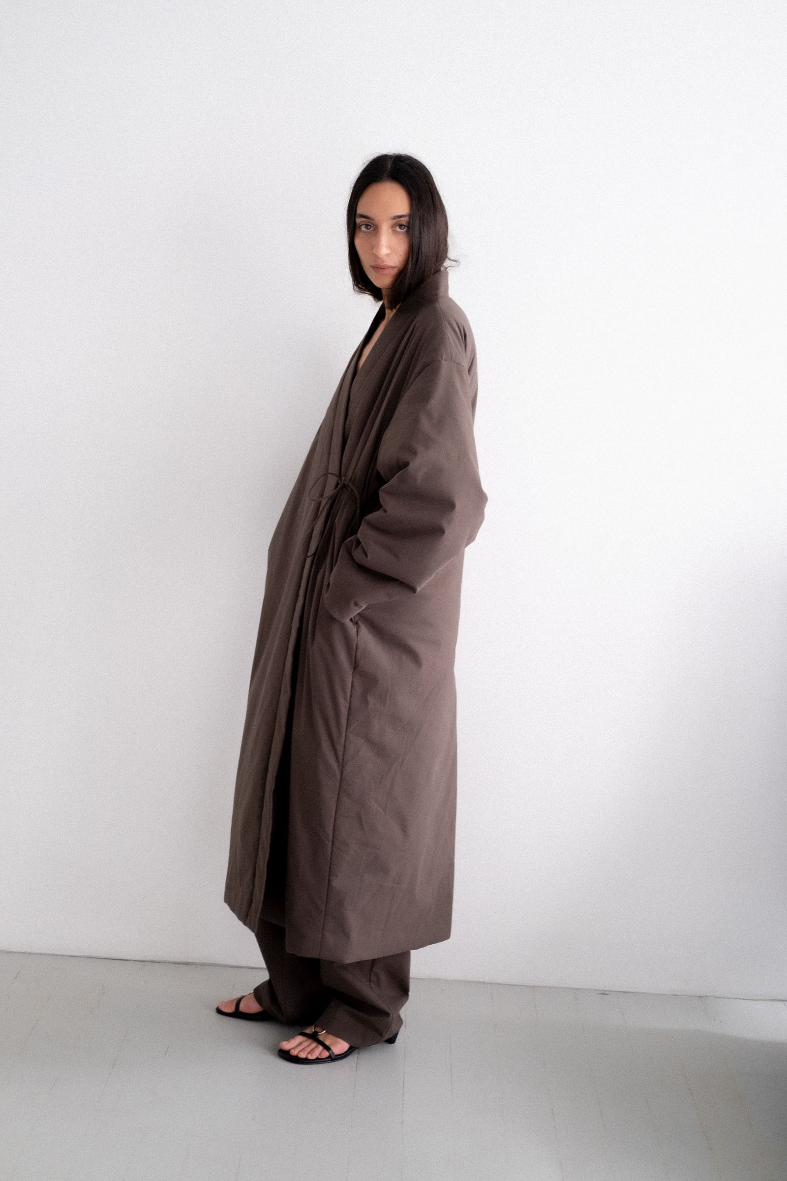 Pillow Wrap Coat - Wood