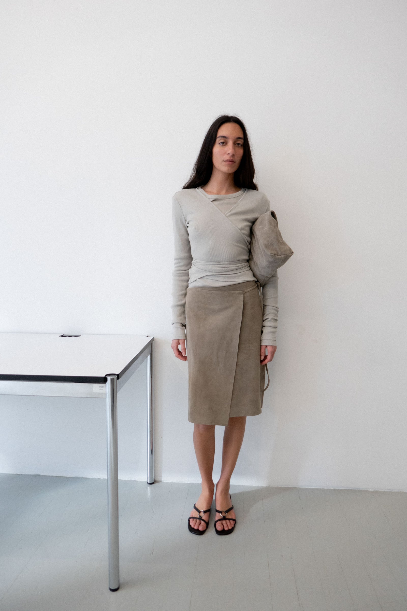 Baby Wool Wrap Top - Soft Ash