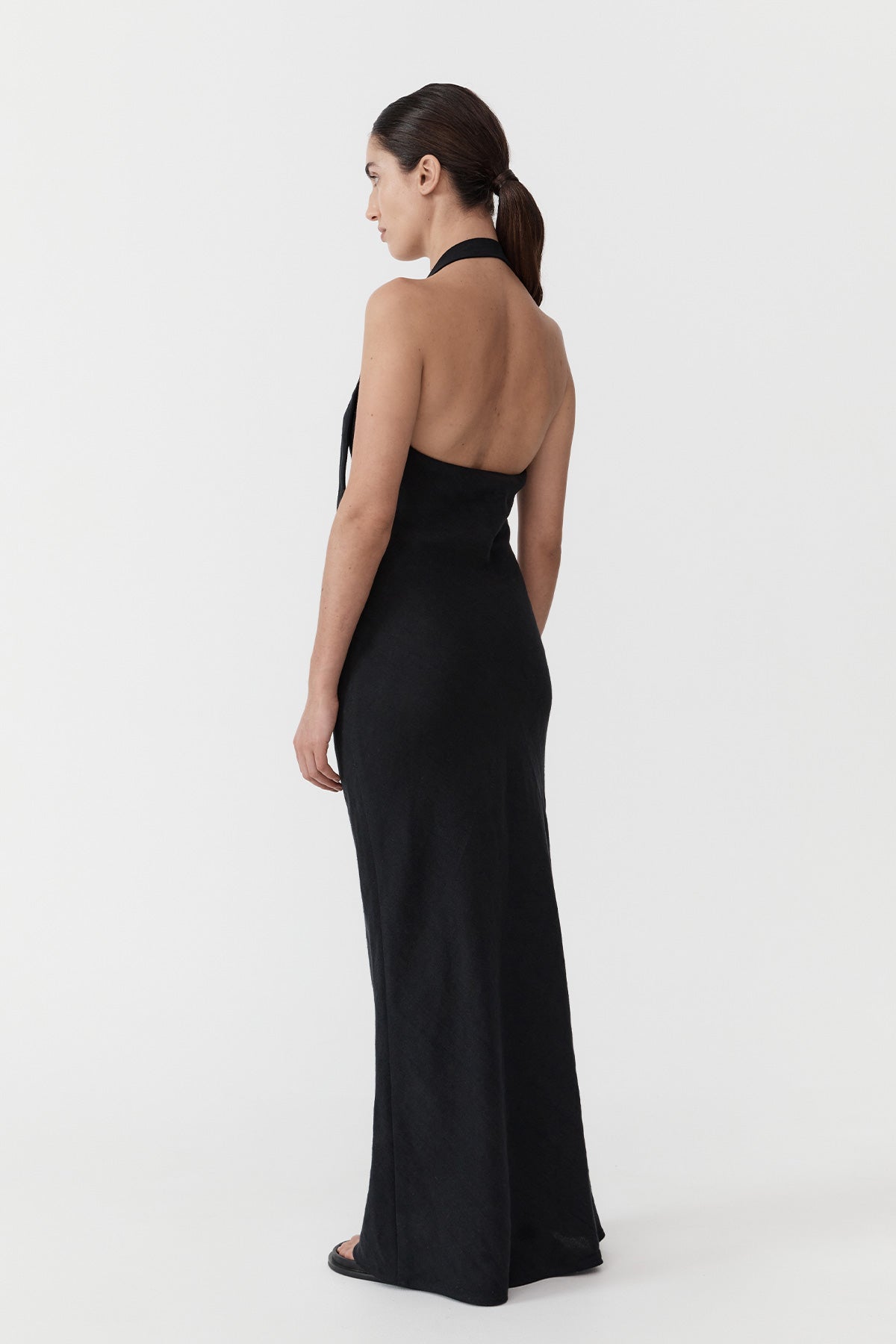 St. Agni | Linen Bias Maxi Dress - Black