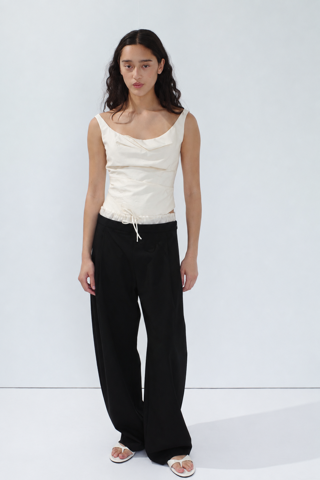 Layered Waist Balloon Pants - Black