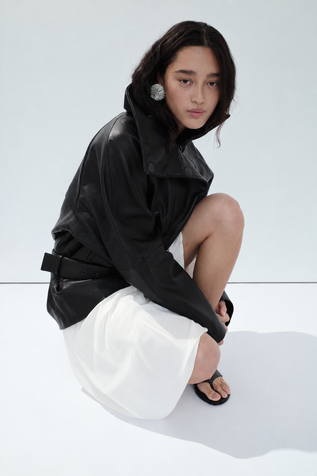 PRE-ORDER: Leather Cinch Jacket - Black