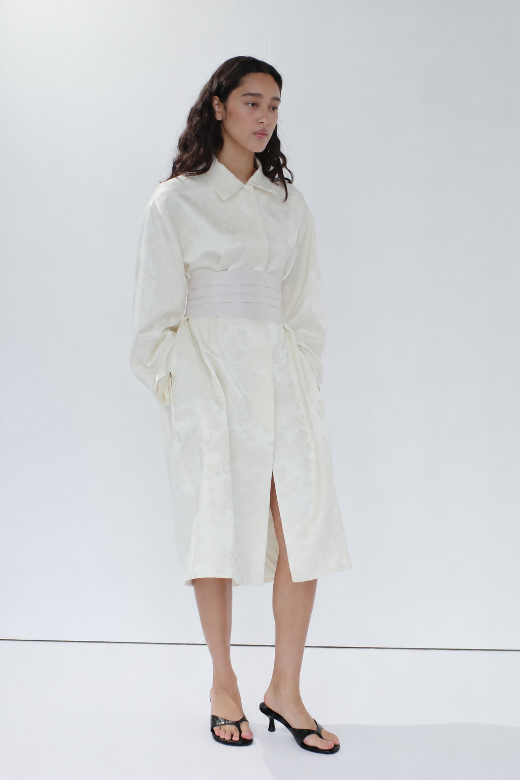 Silk Wool Jacquard Coat - Talco