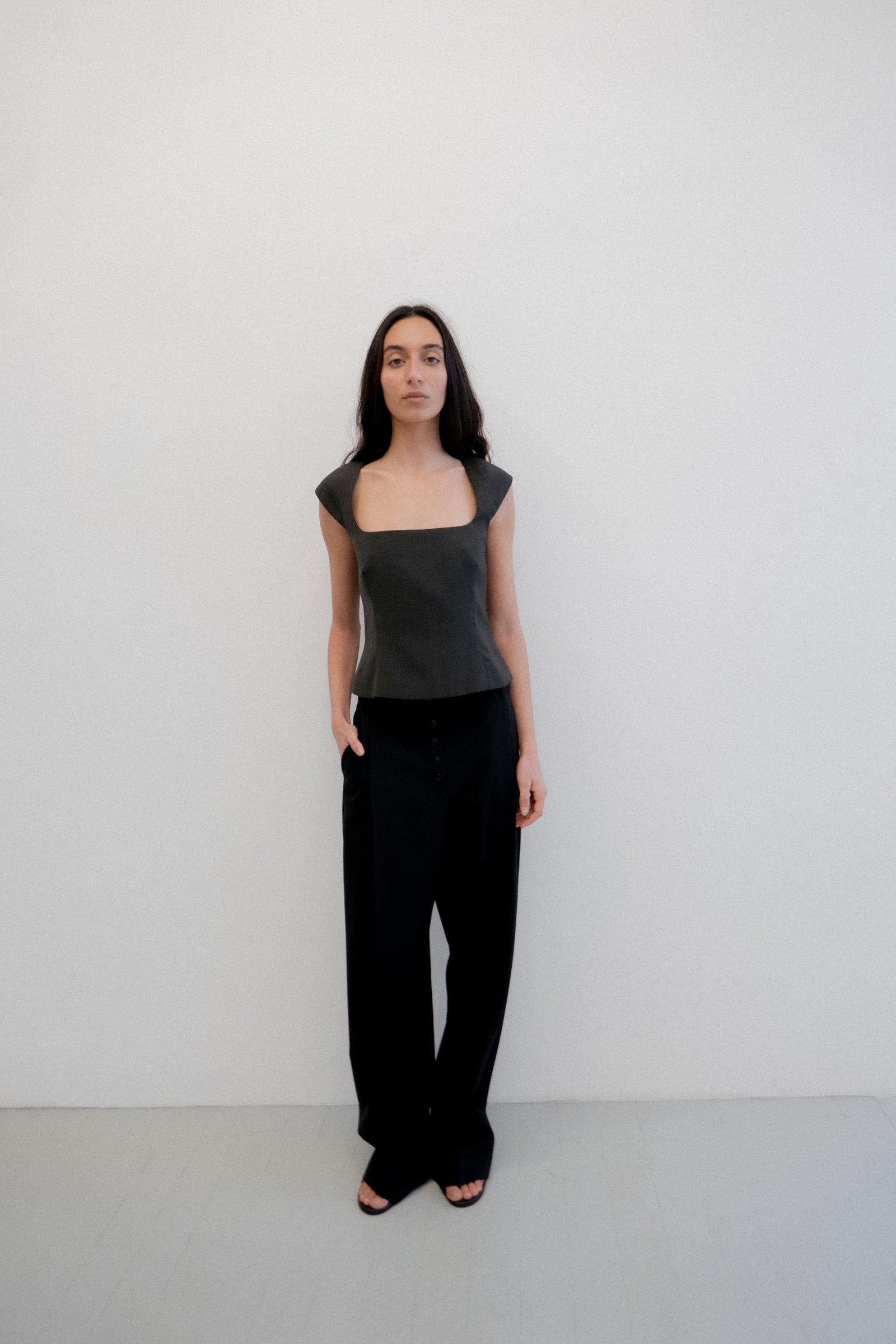 Wool Cap Sleeve Top - Umber