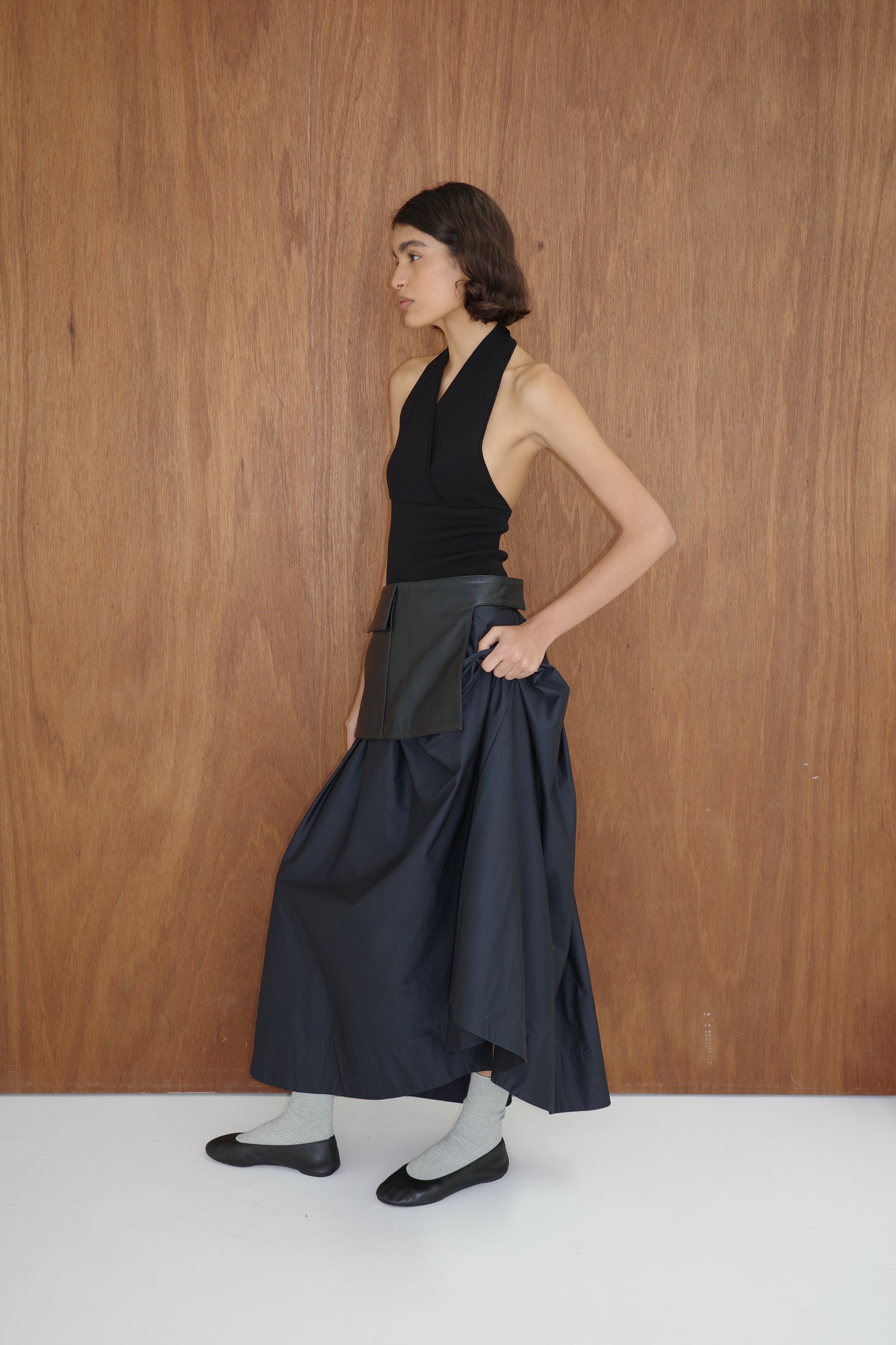 Knit Halter Backless Dress - Black