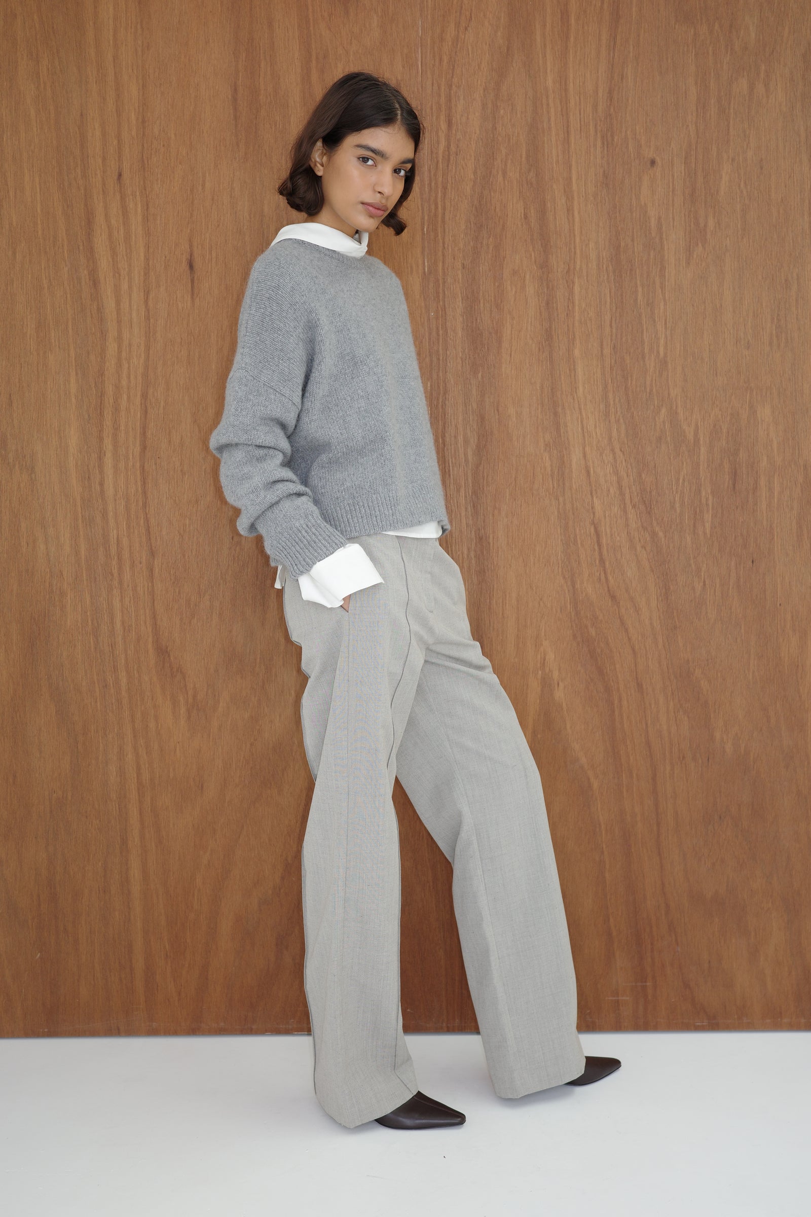 Cropped Sweater - Concrete