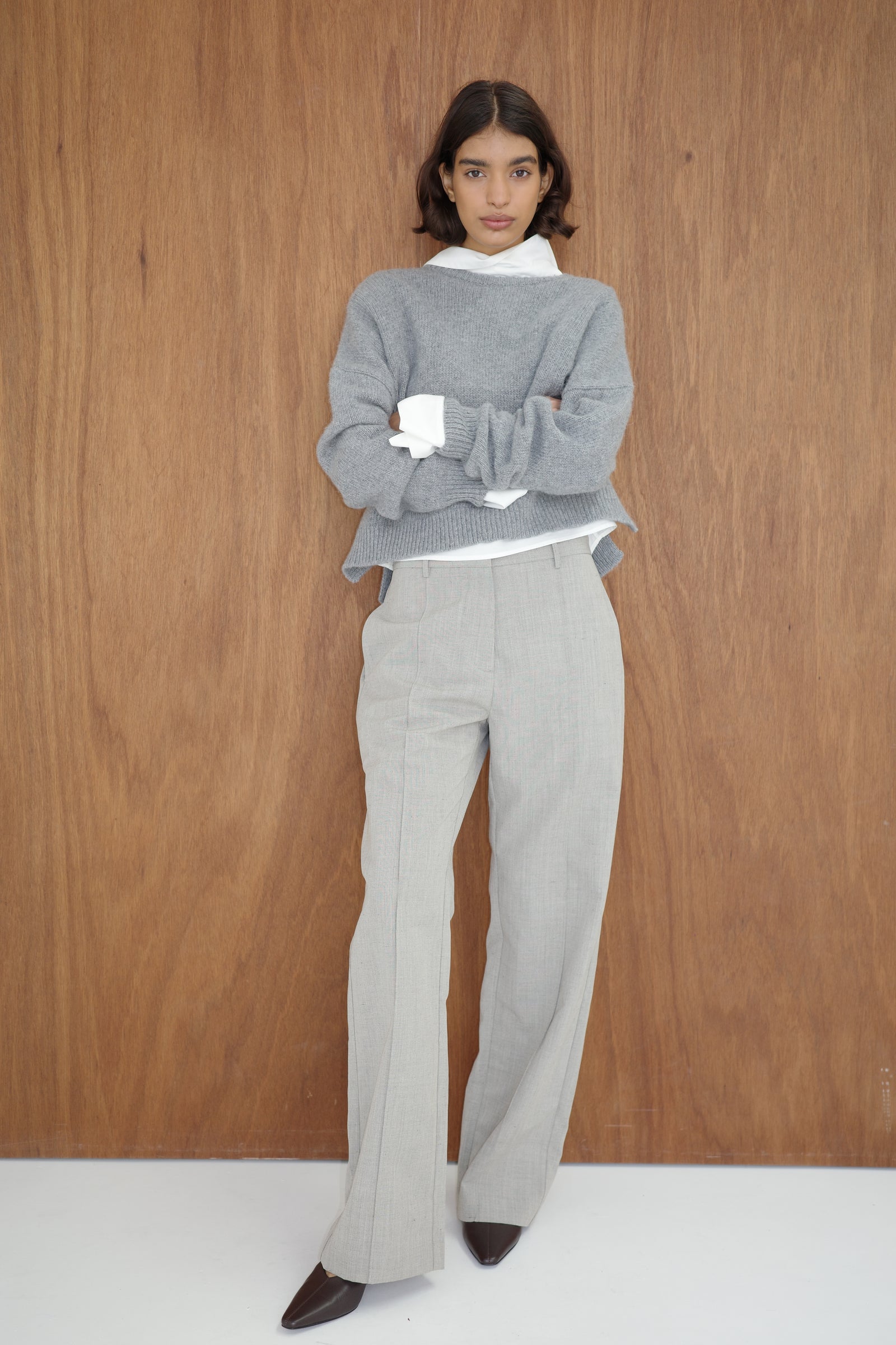 Classic Pintuck Pants - Pebble Melange