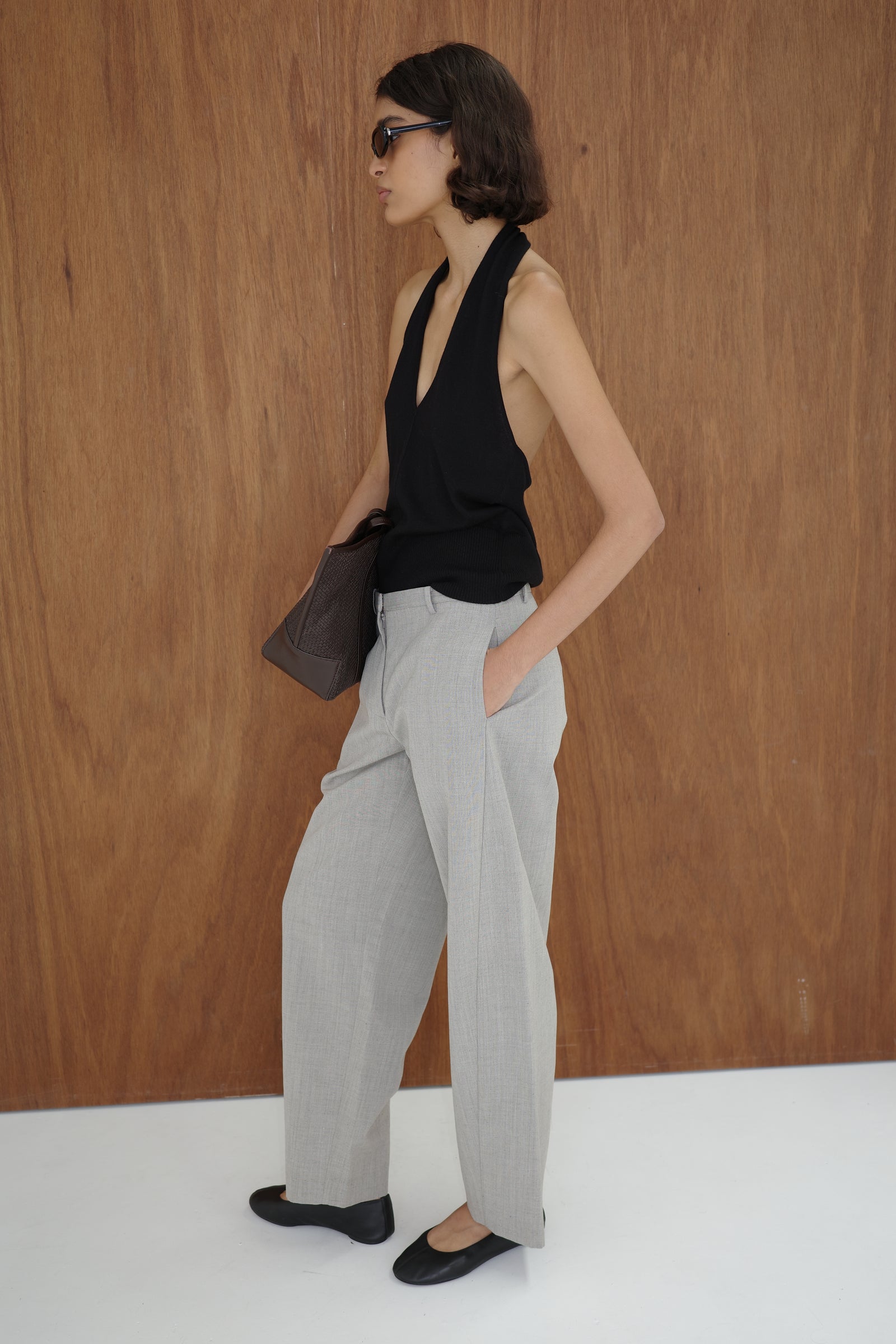 Fine Band Balloon Pants - Pebble Melange