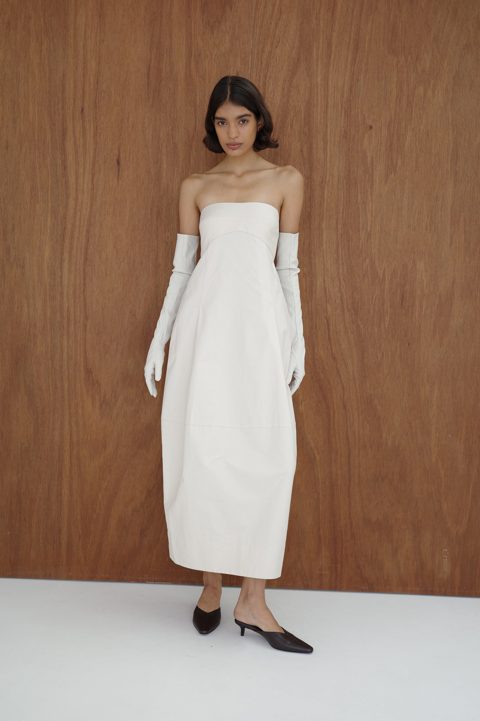 Canvas Pleat Cocoon Dress - Shell