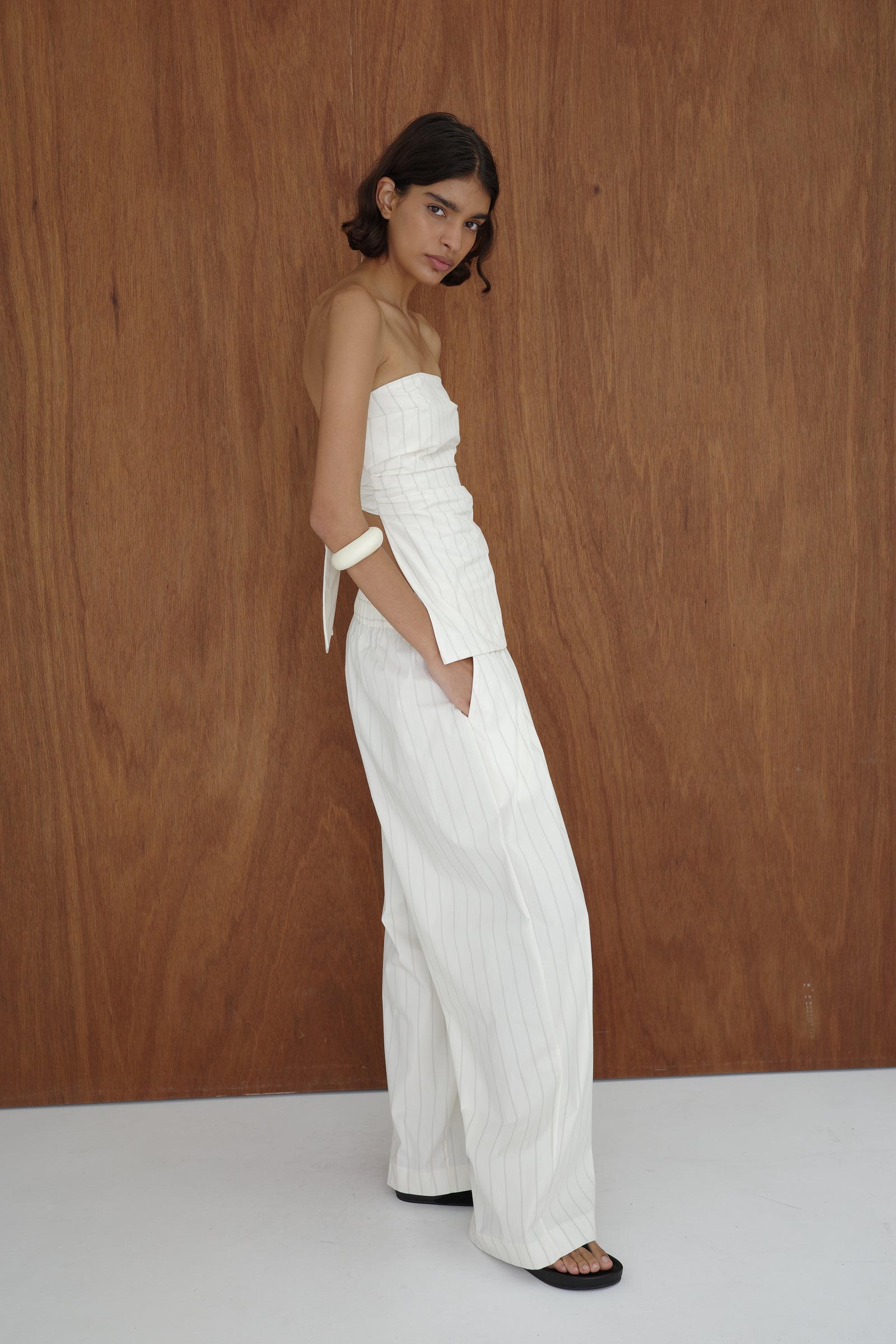 Everyday Relaxed Pants - Ecru Stripe