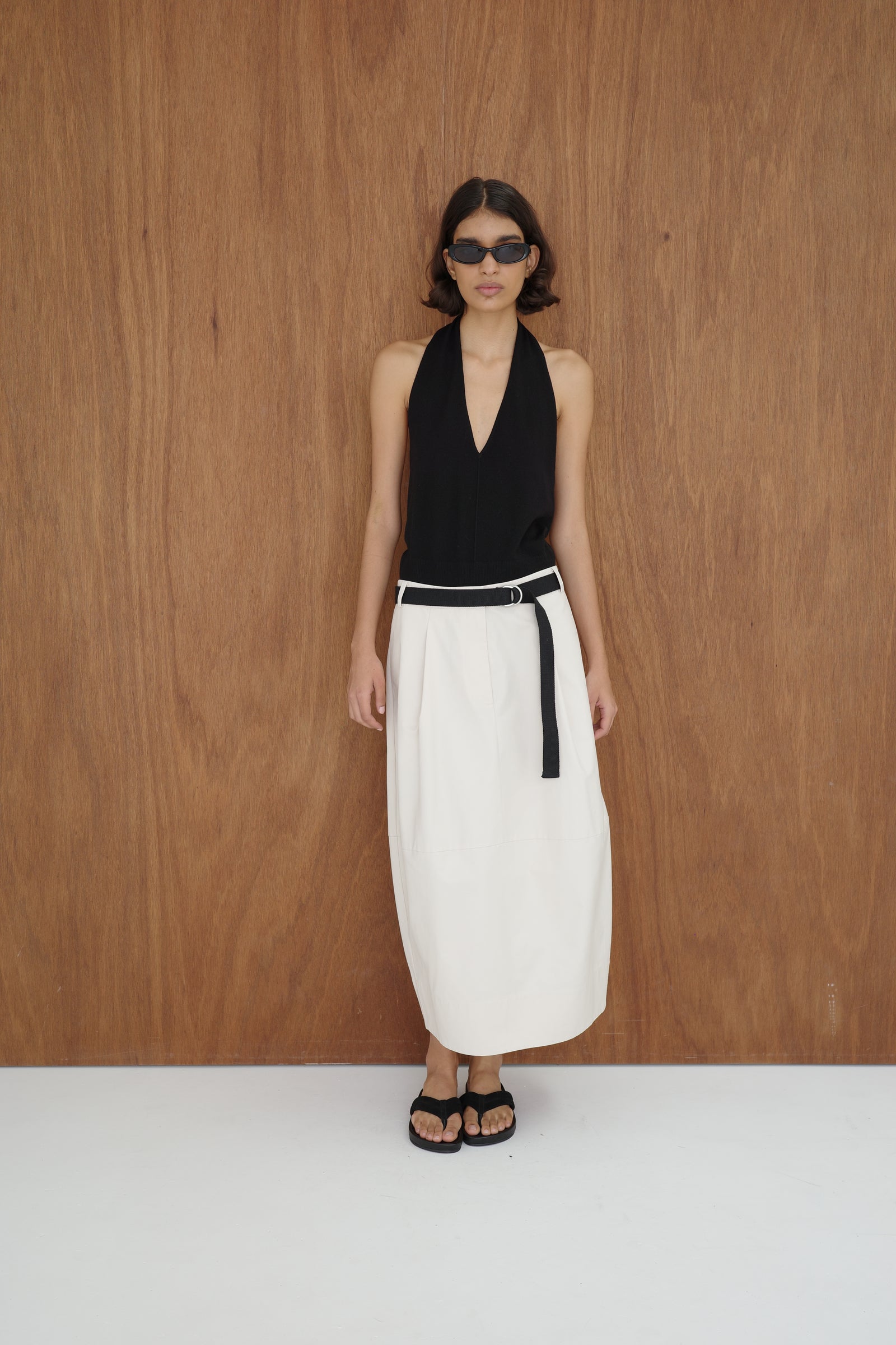 Canvas Pleat Cocoon Skirt - Shell