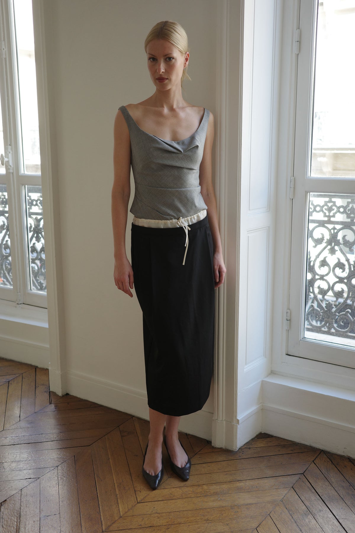 Wool Draped Bodice - Cobblestone