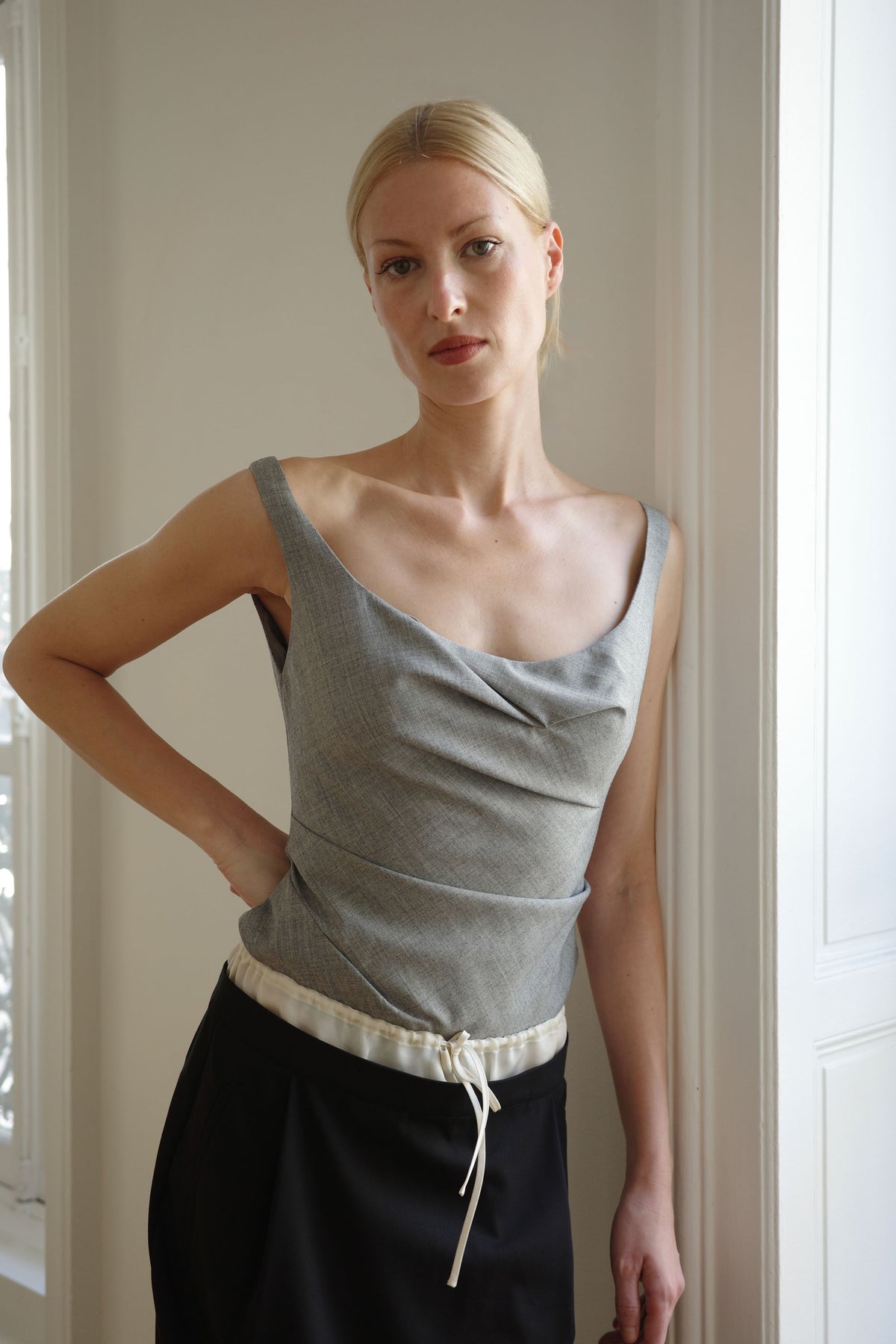 Wool Draped Bodice - Cobblestone