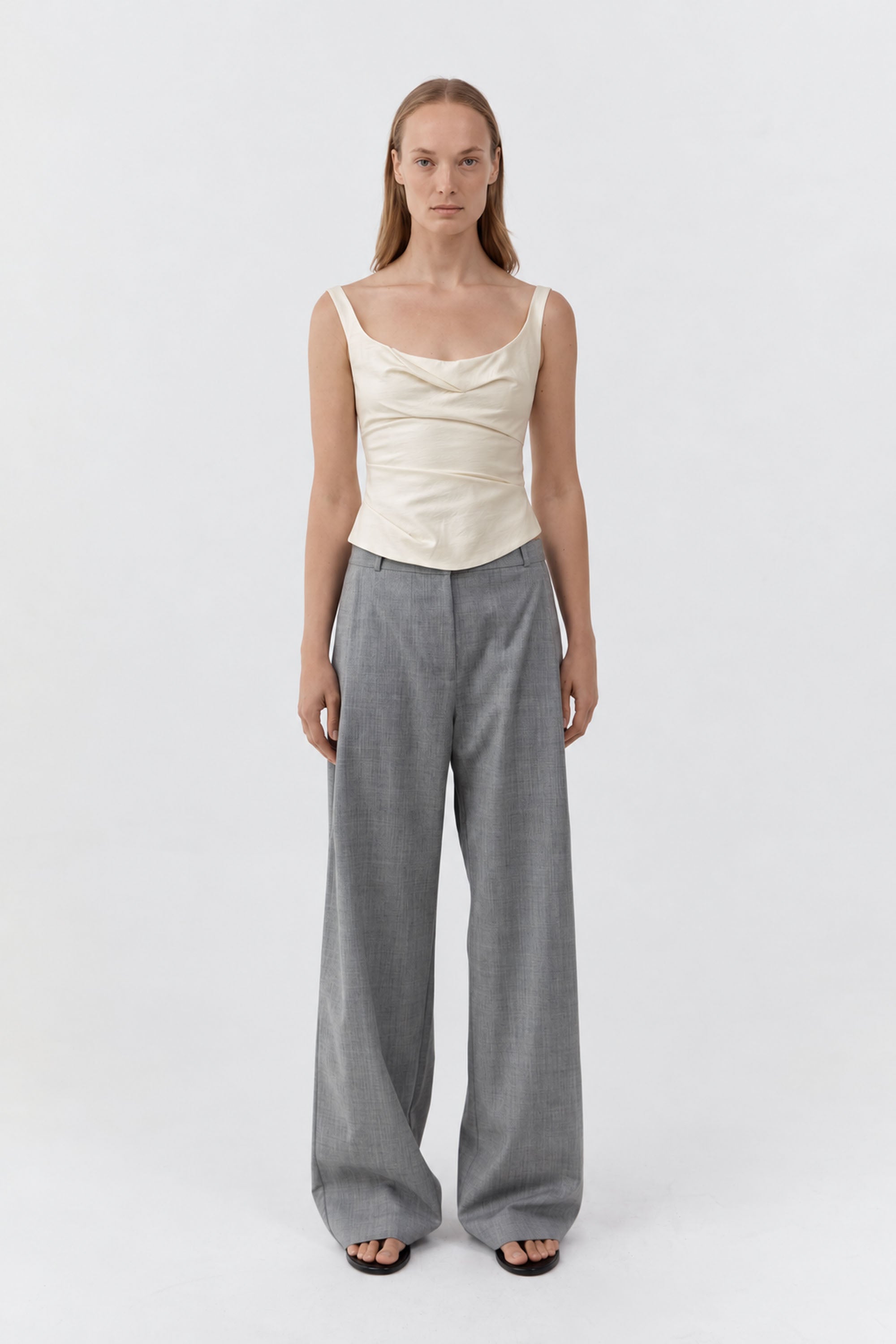 Raw Silk Draped Bodice - Cloud Cream