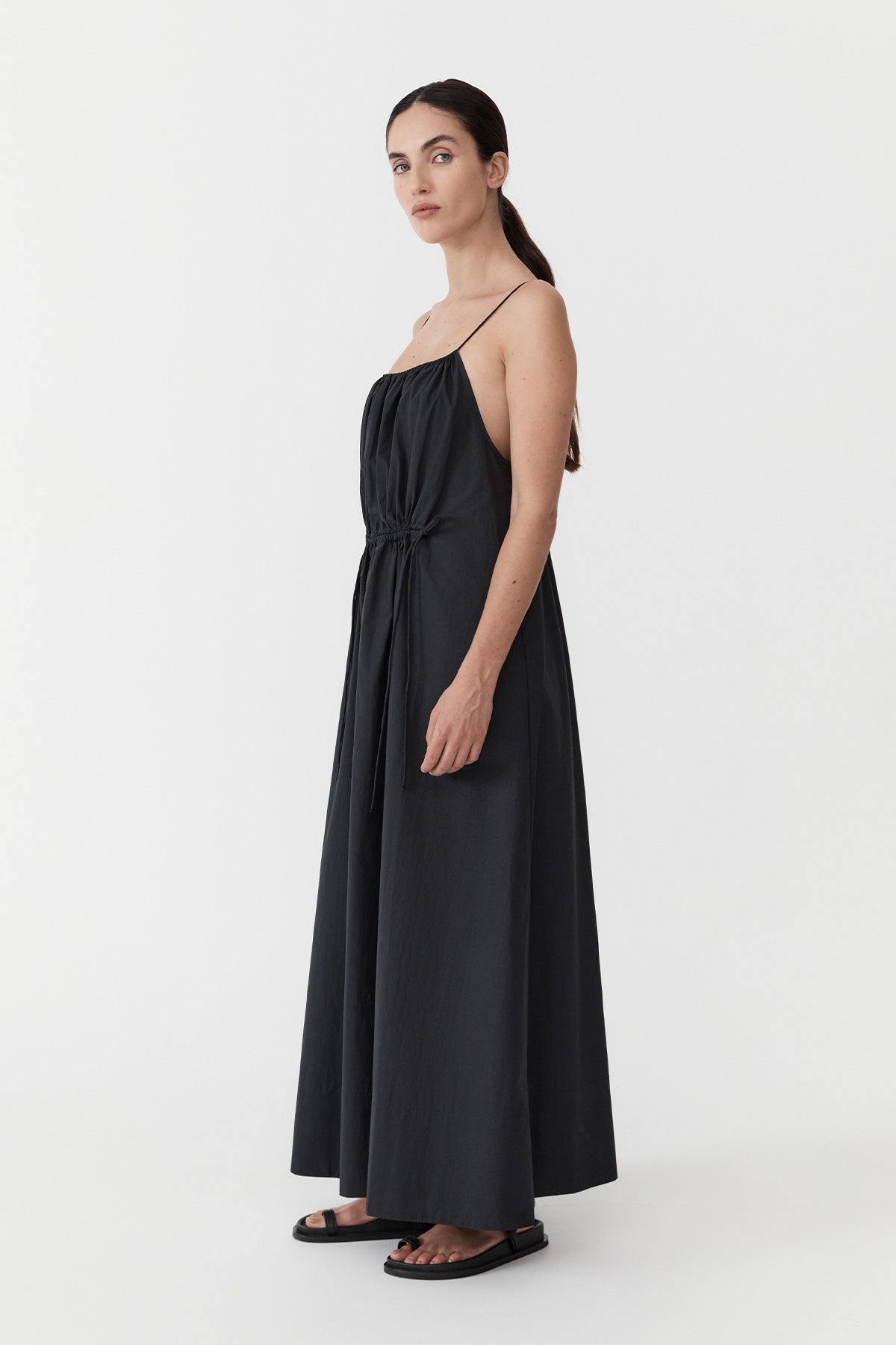 Relaxed Drawstring Dress - Black