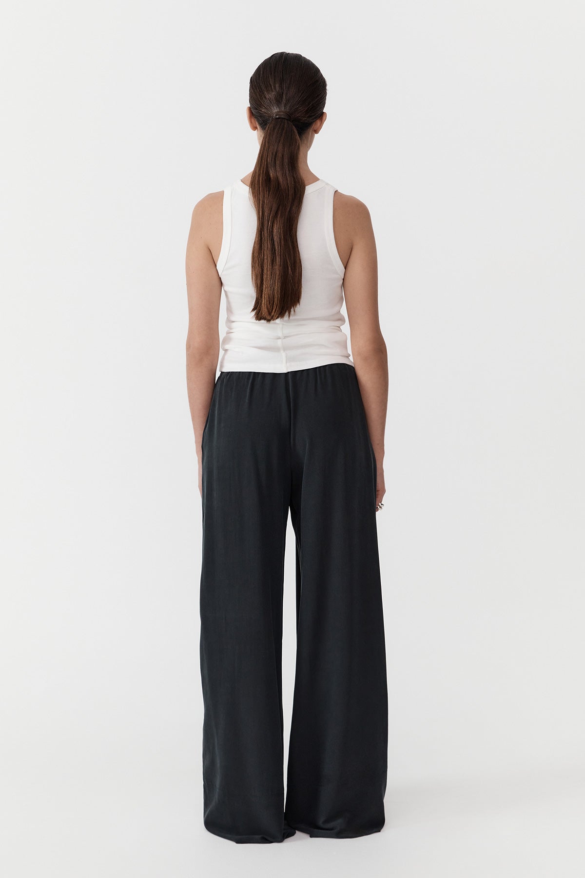 Relaxed Silk Pants - Washed Black