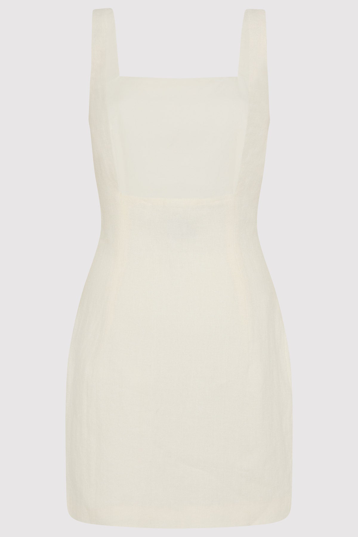 Linen Square Neck Mini Dress - Ivory