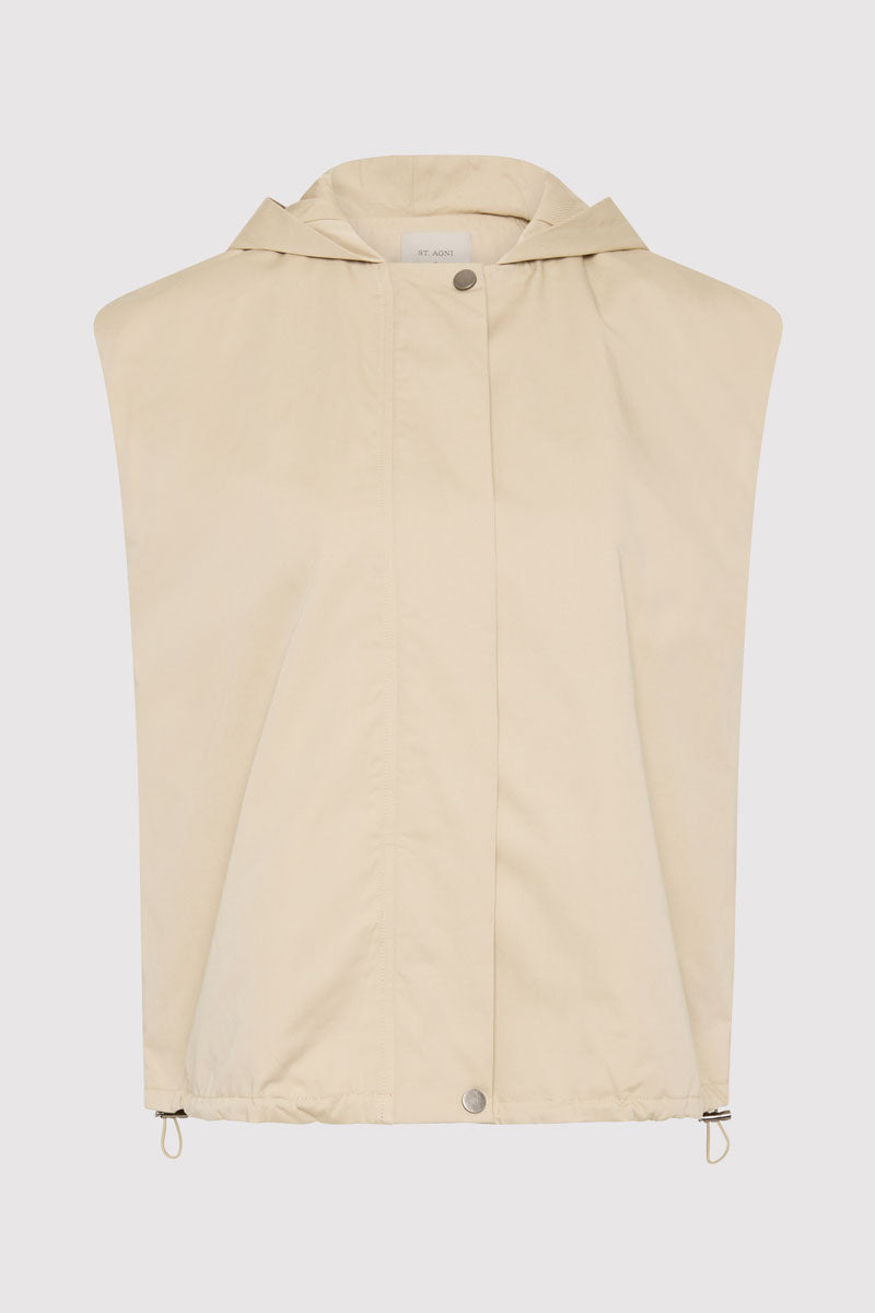 Cotton Sleeveless Parka - Champagne