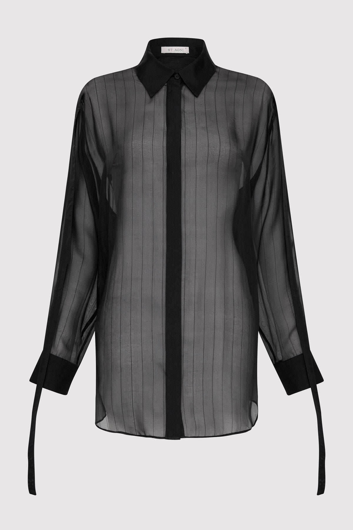 Pinstripe Silk Shirt - Black