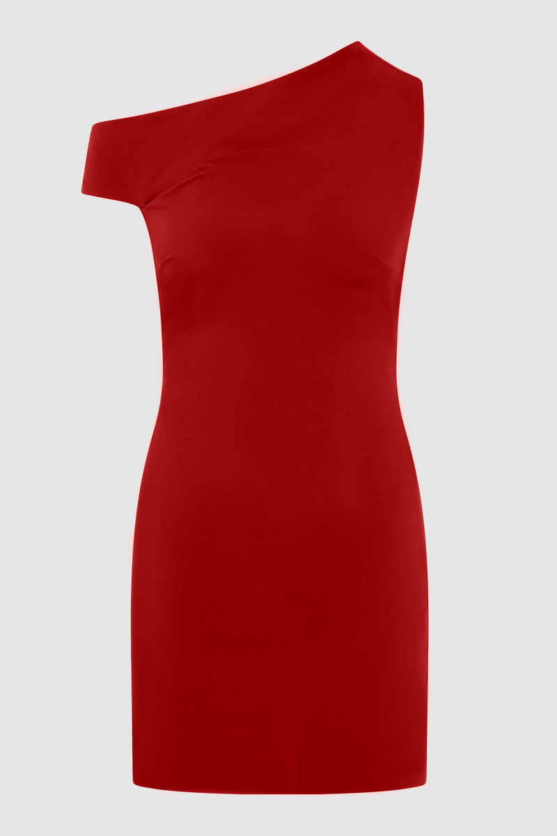 Soft Sculptural Mini Dress - Rosso