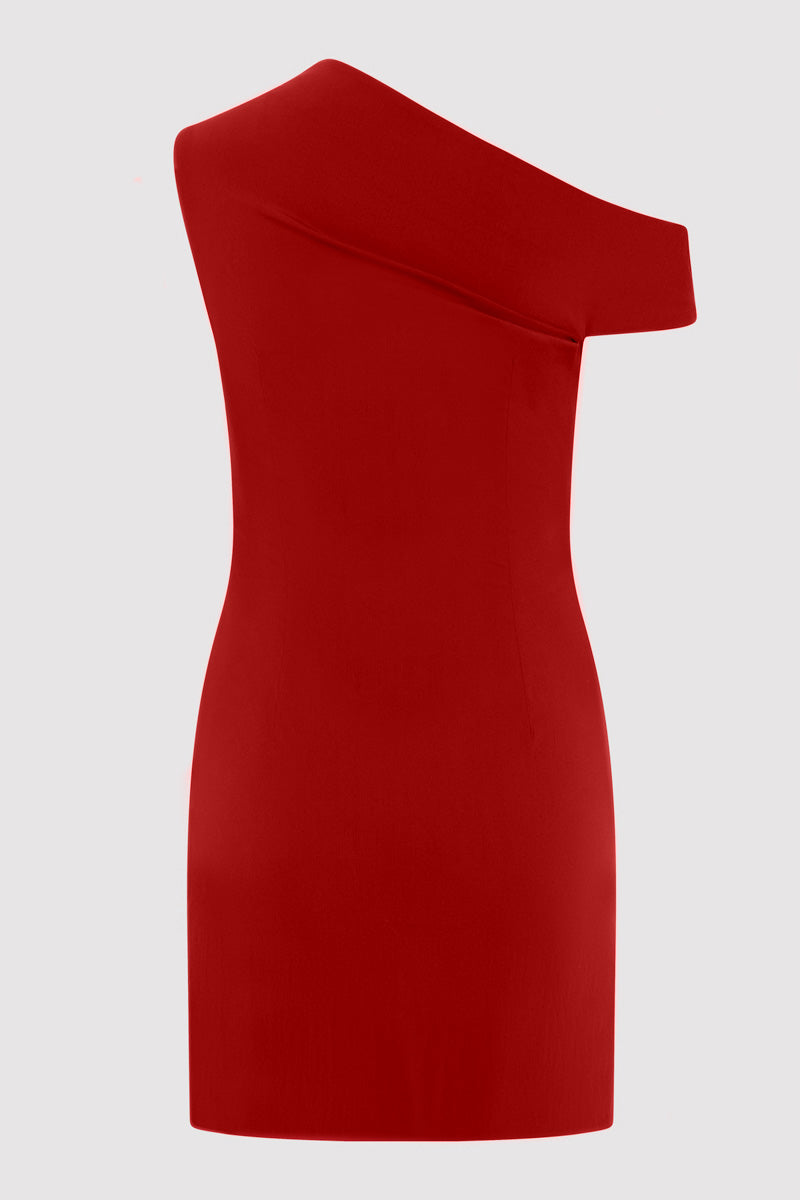 Soft Sculptural Mini Dress - Rosso