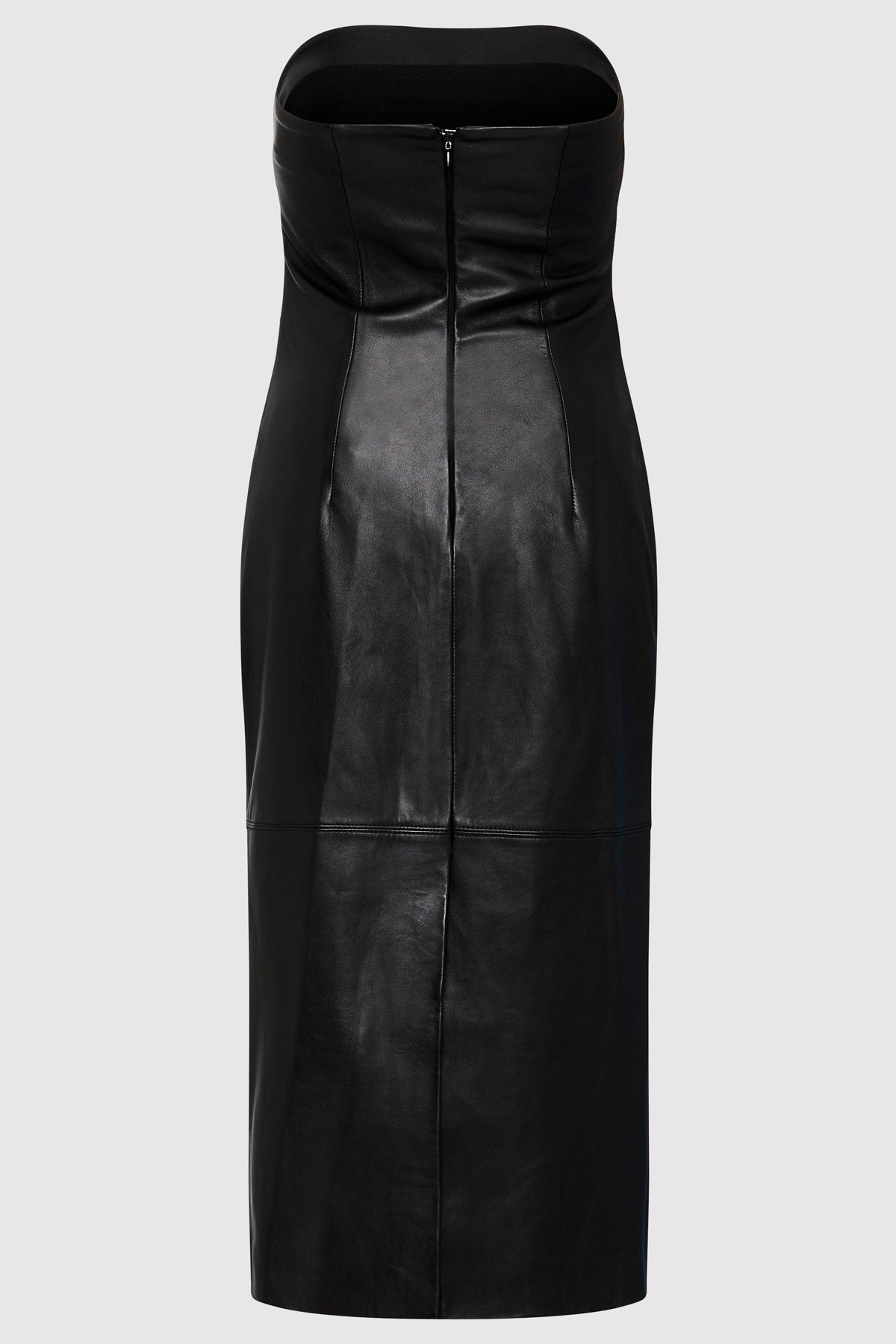 Tuck Detail Leather Dress - Black
