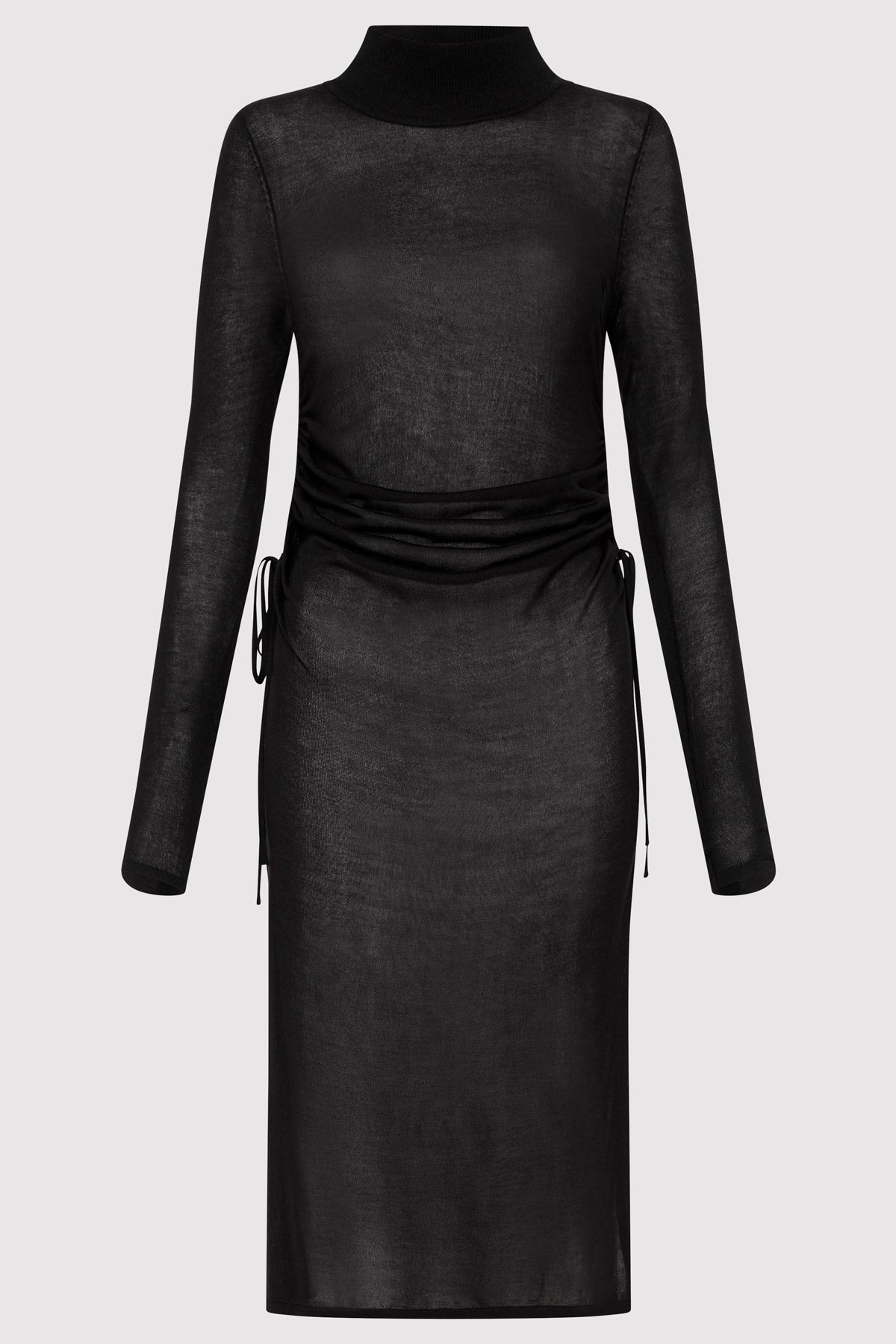 Sheer Ruched Dress - Black