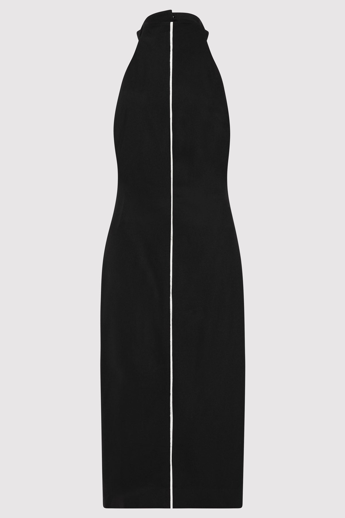 Raw Edge Halter Dress - Black