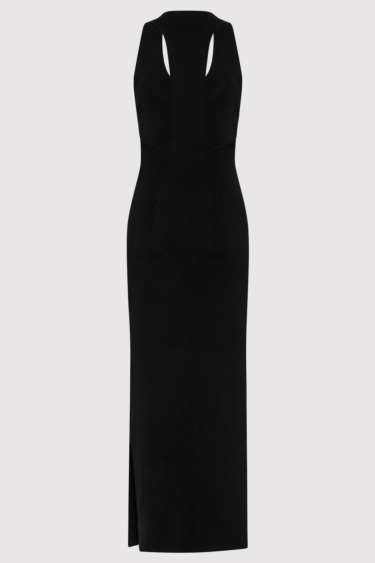 Plunge Neck Knit Dress - Black