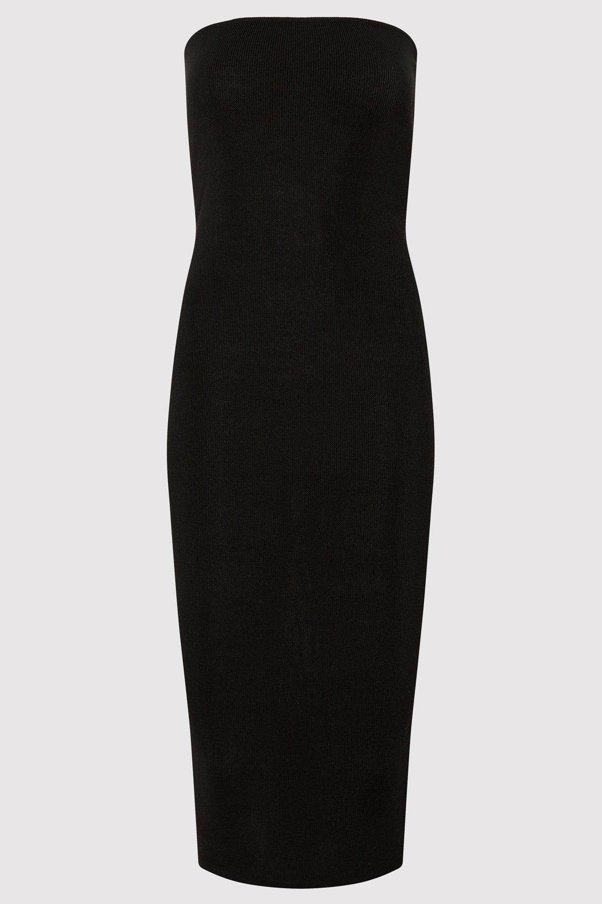 90s Strapless Knit Midi Dress - Black